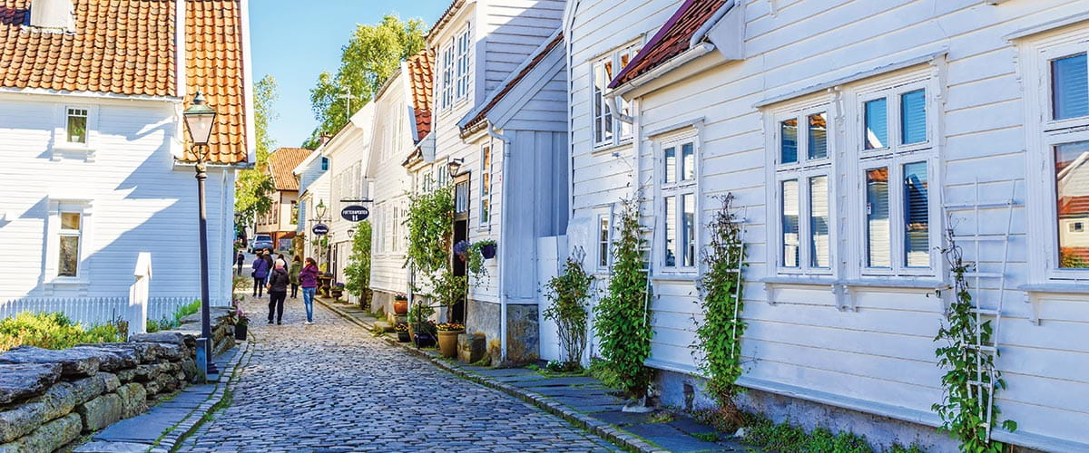 A view down a street in Stavanger, Norway